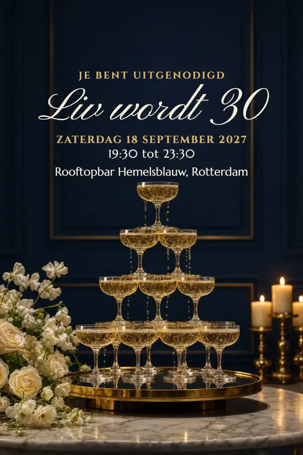 Flyer van de voorbeelduitnodiging Liv wordt 30