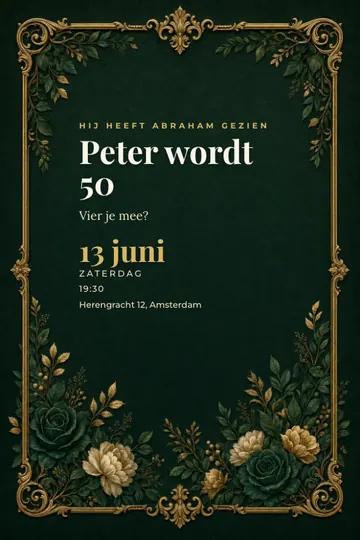 Uitnodiging met het ontwerp Abraham