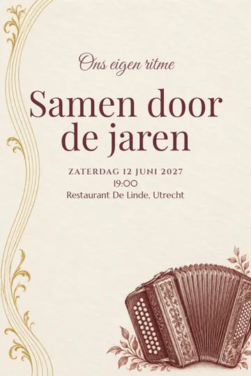 Uitnodiging met het ontwerp Ons liefdeslied