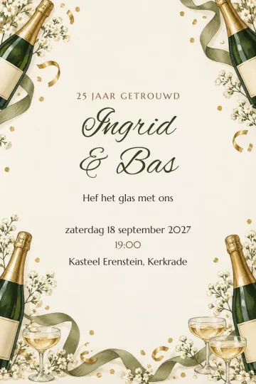 Uitnodiging Jubileum, ontwerp Bubbels en linten