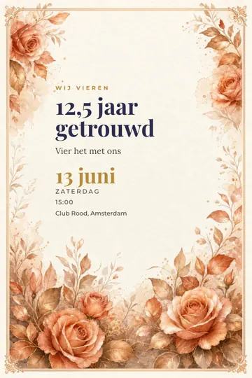 Uitnodiging met het ontwerp Koperen bruiloft