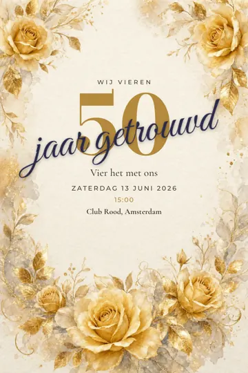Uitnodiging met het ontwerp Gouden bruiloft
