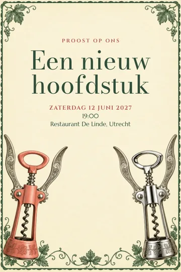 Uitnodiging met het ontwerp Samen het leven openen