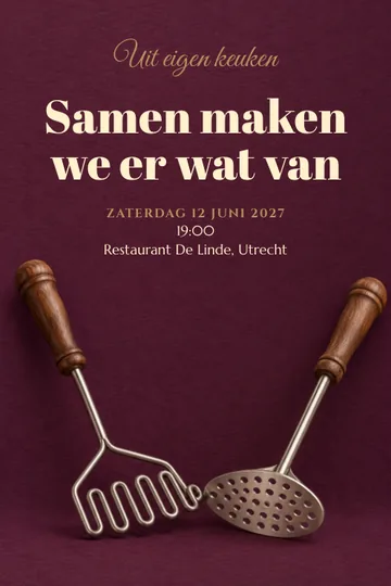 Uitnodiging met het ontwerp Samen in de keuken
