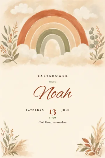 Uitnodiging met het ontwerp Boho-regenboog