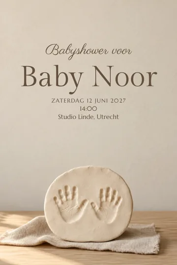 Uitnodiging met het ontwerp Kleine handjes in klei