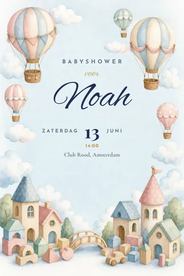 Uitnodiging met het ontwerp Luchtballon