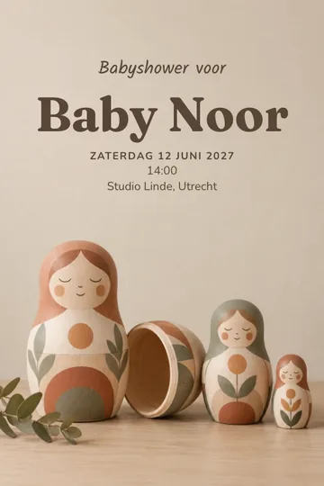 Uitnodiging met het ontwerp Nestpopjes