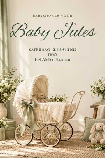 Uitnodiging met het ontwerp Vintage kinderwagen