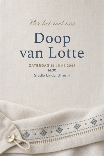 Uitnodiging met het ontwerp Geborduurd linnen