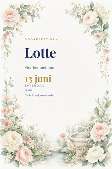 Uitnodiging met het ontwerp Bloemenkrans