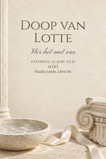 Uitnodiging met het ontwerp Romeinse zuil