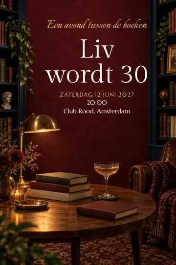 Uitnodiging met het ontwerp Boekhandel na sluiting