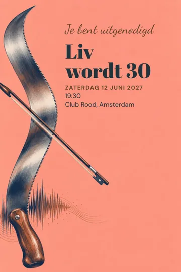 Uitnodiging met het ontwerp De zingende zaag