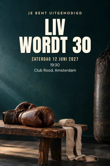 Uitnodiging met het ontwerp In de boksgym