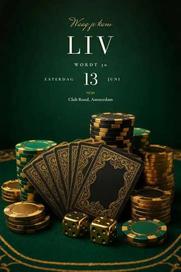 Uitnodiging met het ontwerp Casinonacht