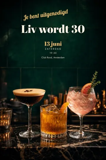 Uitnodiging met het ontwerp Cocktailclub