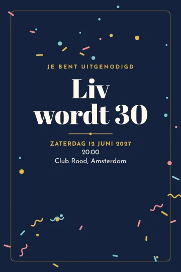 Uitnodiging met het ontwerp Confetti