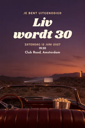 Uitnodiging met het ontwerp Drive-in in de woestijn