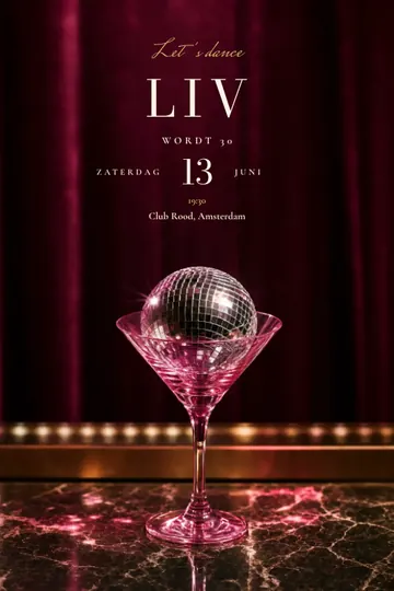 Uitnodiging met het ontwerp Disco martini