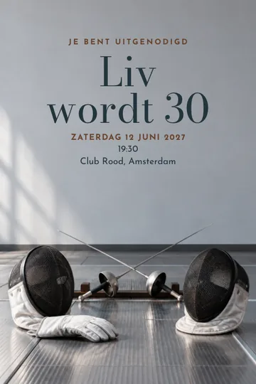 Uitnodiging met het ontwerp Schermzaal
