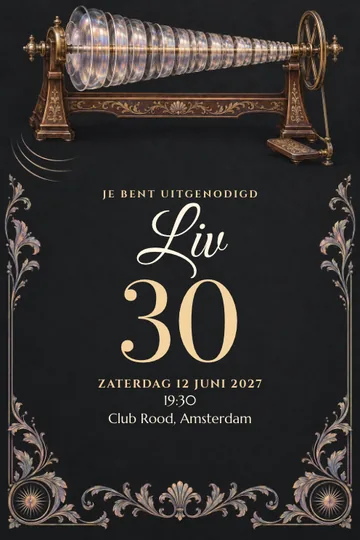 Uitnodiging met het ontwerp Muziek van glas