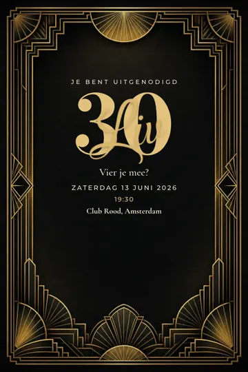Uitnodiging met het ontwerp Golden twenties