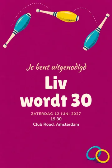 Uitnodiging met het ontwerp Jongleerfeest