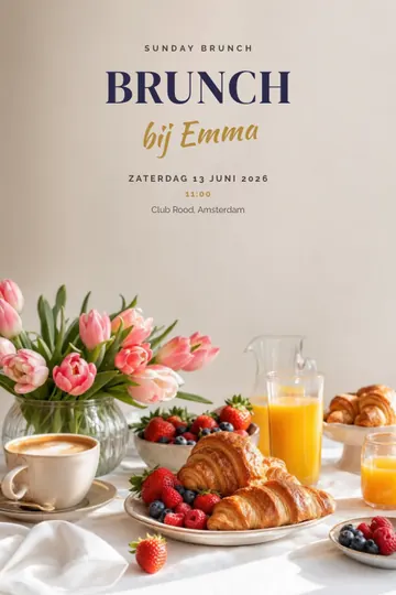 Uitnodiging met het ontwerp Sunday brunch