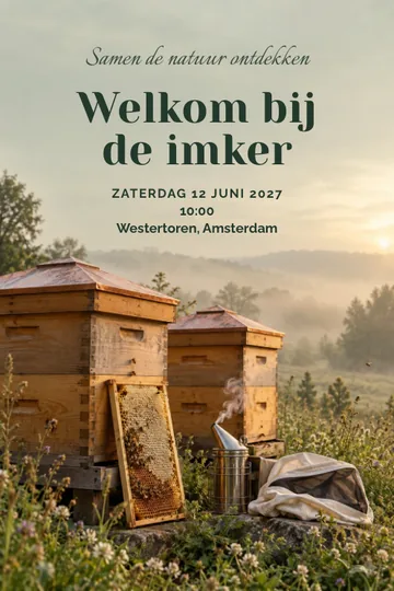 Uitnodiging met het ontwerp Het werk van de bijen