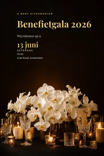 Uitnodiging met het ontwerp Benefietgala