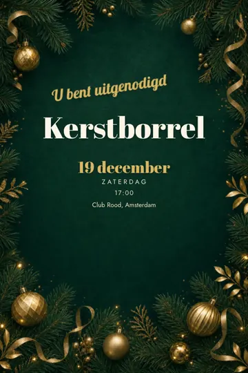 Uitnodiging met het ontwerp Kerstborrel