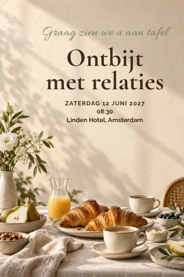 Uitnodiging met het ontwerp Ontbijt met relaties