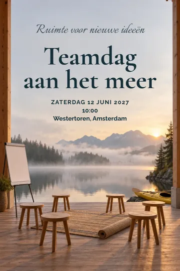 Uitnodiging met het ontwerp Team aan het meer