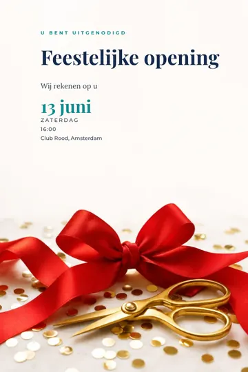 Uitnodiging met het ontwerp Opening