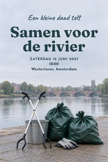 Uitnodiging met het ontwerp Een schone oever
