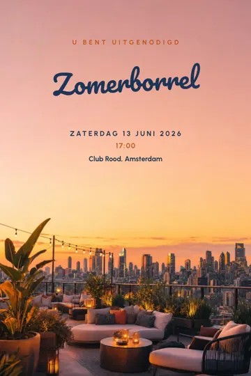 Uitnodiging met het ontwerp Rooftop zomerborrel