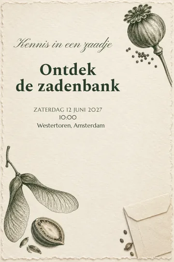 Uitnodiging met het ontwerp Kennis in een zaadje