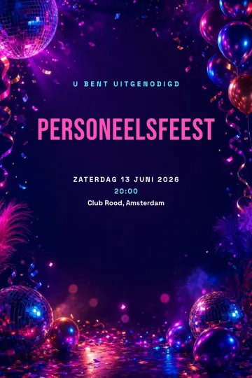 Uitnodiging met het ontwerp Personeelsfeest