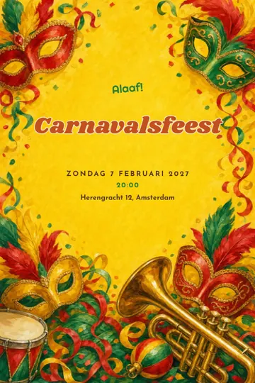 Uitnodiging met het ontwerp Carnaval
