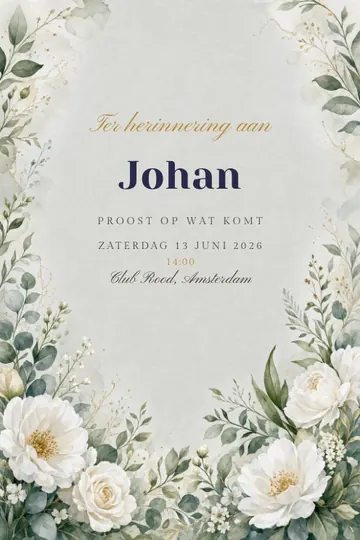 Uitnodiging met het ontwerp Herinneringsfeest