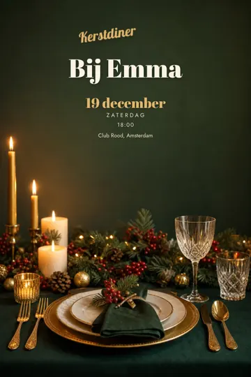 Uitnodiging met het ontwerp Kerstdiner