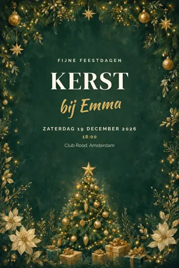Uitnodiging met het ontwerp Gouden kerstboom