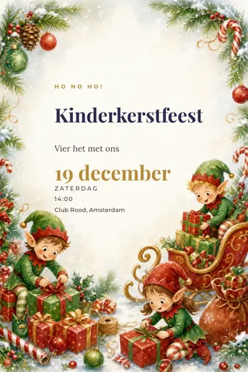 Uitnodiging met het ontwerp Kinderkerst
