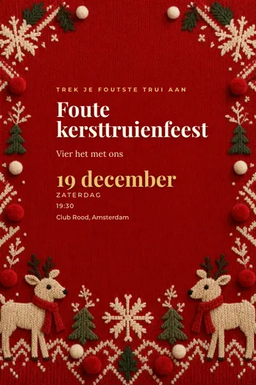 Uitnodiging met het ontwerp Foute kersttrui