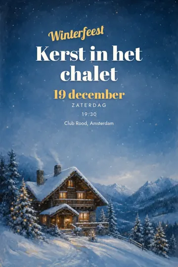 Uitnodiging met het ontwerp Winterchalet