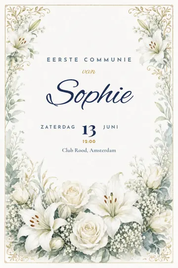 Uitnodiging met het ontwerp Witte bloemen