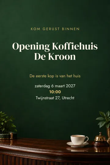 Uitnodiging Bedrijfsfeest, ontwerp Koffiebar in het groen