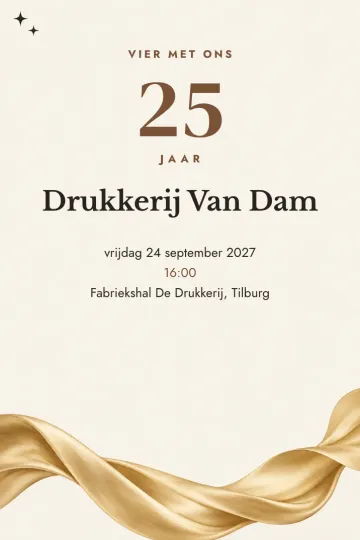 Uitnodiging Bedrijfsfeest, ontwerp Gouden zijde