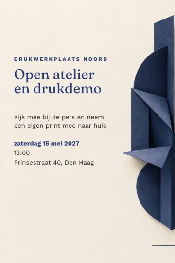 Uitnodiging Bedrijfsfeest, ontwerp Indigo vouwwerk
